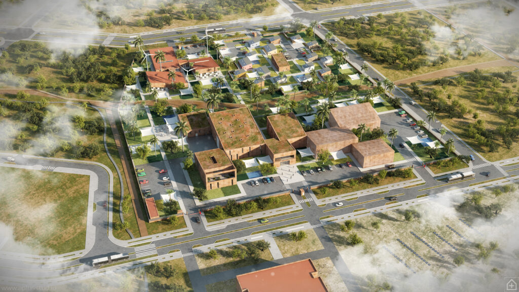 Rendering of IRESENs Green and Smart Building park in Benguerrir- Morocco as designed by YDA Architects (http://yd-a.com/en/). Photo by YDA from aplus.studio