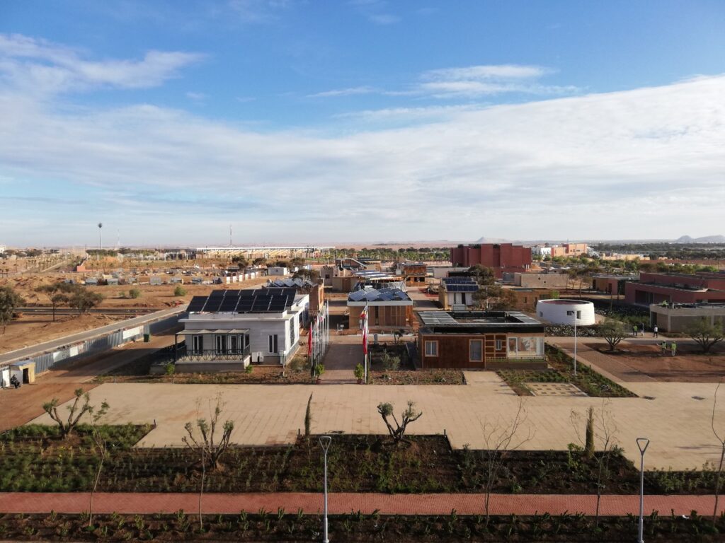 Some of the Solar Decathlon Africa 2019 houses within IRESENs Green and Smart Building park in Benguerrir- Morocco. Picture by IRESEN