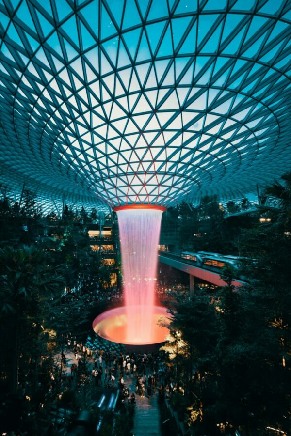 Singapore Airport indoor waterfall- an immense simulation effort by atelierten.com and great example why one would need simulations! Photo by Pang Yuhao on Unsplash